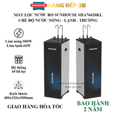 Máy lọc nước RO nóng lạnh Sunhouse SHA76620KL - 10 lõi lọc