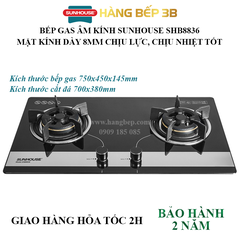 Bếp gas âm kính Sunhouse SHB8836