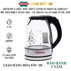 Bình đun siêu tốc thủy tinh Sunhouse SHD1217 1.7 lít