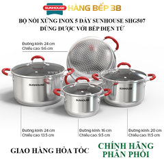 Bộ nồi xửng inox 5 đáy Sunhouse SHG507