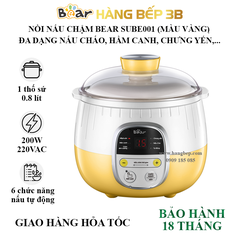 Nồi nấu chậm Bear 0.8 lít SUBE001 (màu vàng)