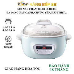 Nồi nấu chậm Bear 2.5 lít SUBE003 bảng Tiếng Việt