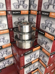 Bộ 3 nồi inox 1 đáy hàng khuyến mãi Sony - Sử dụng bếp từ