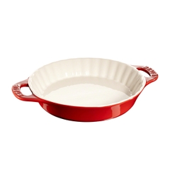 Staub - Khay gốm hình tròn màu đỏ cherry