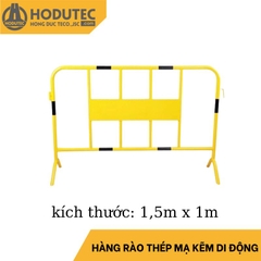 Hàng rào thép mạ kẽm sơn trắng đỏ di động, KT 1,5x1m