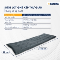 Nệm ghế giường xếp  sumika (185x55cm) và Hakawa ( 160x58cm)