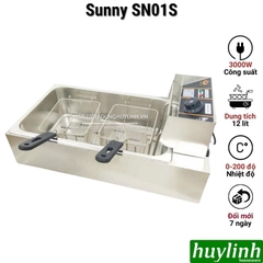 Bếp chiên nhúng đơn ngập dầu Sunny SN01S - Dung tích 12 lít - 2 rổ chiên