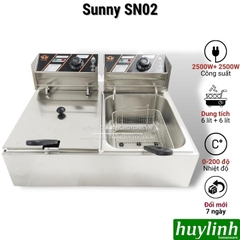 Bếp chiên nhúng đôi 2 ngăn ngập dầu Sunny SN02 - 6 lít + 6 lít