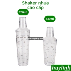 Bình lắc nhựa - shaker vạch đậm cao cấp - 530ml - 700ml