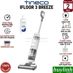 Máy hút bụi lau sàn khô và ướt Tineco IFloor 3 Breeze - Bản quốc tế - dùng pin sạc 3000mah - 2 trong 1