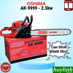 Máy cưa xích chạy xăng 2 thì Oshima AK-9999 - lam 50cm - xi lanh 58cc - 2.5kw