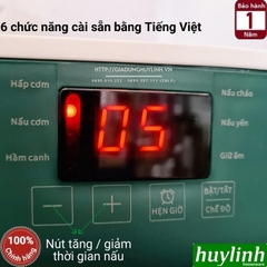 Hộp cơm hâm nóng thông minh Green Line RW-18 - 4 thố sứ - 6 chức năng - Dung tích 2 lít