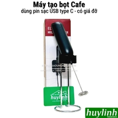 Máy tạo bọt cà phê KJBQ-10 - Có giá đỡ kết hợp sạc pin USB type C