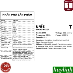 Máy đánh trứng - trộn bột Unie EM2 - Dung tích 5 lít - 1000W - 3 Phụ kiện