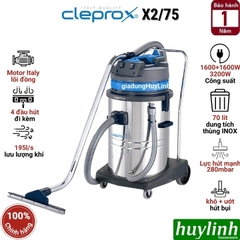 Máy hút bụi công nghiệp khô và ướt CleproX X2/75 - 70 lít - 3600W