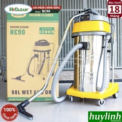 Máy hút bụi công nghiệp khô và ướt HiClean HC90 - 90 lít - 3200W - 2 Motor lõi đồng