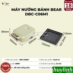 Máy nướng - làm bánh Sandwich, Hotdog Bear DBC-C06M1 - 2 khay nướng