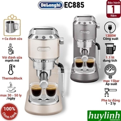 Máy pha cà phê Espresso Delonghi EC885 (GY - BG) - Dedica Arte - Tặng ca đánh sữa + Tamper inox