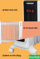 Máy sưởi dầu 15 thanh Tiross TS9215 - Có Điều khiển + Hẹn giờ + Giá phơi