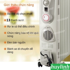 Máy sưởi dầu 13 thanh Tiross TS926 - Có hẹn giờ - Tặng giá phơi