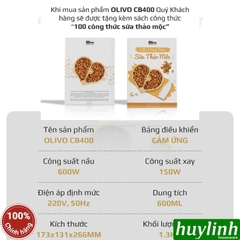 Máy xay nấu sữa hạt mini Olivo CB400 PRO - Dung tích 600ml - 7 Chức năng - Chính hãng