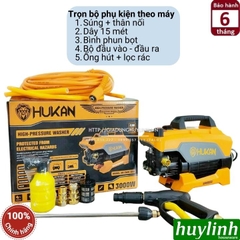 Máy xịt rửa xe chỉnh áp Hukan HK-CWM3000 - 3000W - Motor lõi đồng - Tặng khớp nối nhanh đầu ra