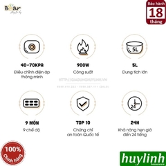 Nồi áp suất điện đa năng Bear YLB-A50M1 - 5 lít - 9 chức năng