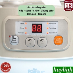 Nồi nấu chậm - chưng yến - nấu cách thuỷ Bear DDZ-A08D1 [A08G2] - 0.8 lít - Kèm xửng hấp