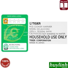 Nồi cơm điện tử Tiger JAX-S10W - 1 lít - 9 chức năng - Sản xuất tại Nhật Bản