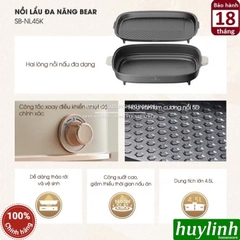 Nồi lẩu - nướng 2 khay Bear SB-NL45K - 4.5 lít