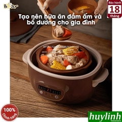 Nồi nấu cháo chậm thố đất tử sa Bear DDZ-C25R6 - 2.5 lít - kèm xửng hấp + 4 thố nhỏ