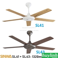 Quạt trần cánh nhựa Sinwa SL41 - SL43 - 5 cánh - Có Remote