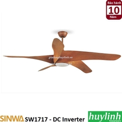 Quạt trần đèn cánh gỗ phay Sinwa SW1717 - 5 cánh - DC Inverter