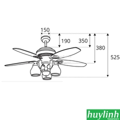 Quạt trần đèn cánh gỗ Sinwa ORB028 - 5 cánh