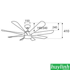 Quạt trần đèn Led Sinwa DC08 - 8 cánh - DC inverter