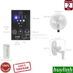 Quạt treo tường Turbo Life Tefal VH657690 - 55W - Có Remote - Sản xuất tại Việt Nam