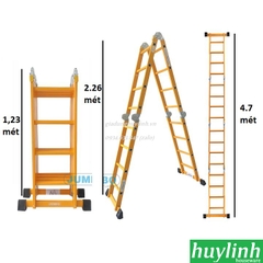 Thang nhôm gấp 4 đoạn Jumbo B304 - 4.7 mét