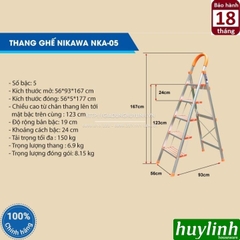 Thang nhôm ghế Nikawa NKA-05 - 5 bậc - 124cm