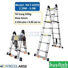 Thang nhôm rút đôi chữ A Nikita NKT-AR50 - 5 mét - Có bánh xe - Tải trọng 350kg