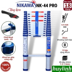 Thang nhôm rút đơn Nikawa NK-44 PRO - 4.4 mét - Tặng đệm cao su