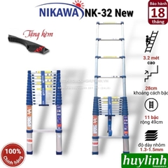 Thang nhôm rút đơn Nikawa NK-32 NEW - 3.2 mét - Tặng đệm cao su