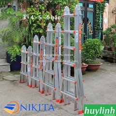 Thang nhôm gấp trượt chữ A 5 bậc Nikita AD05 - 6.3 mét