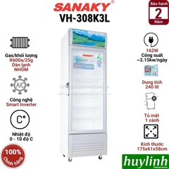 Tủ mát 1 cánh Sanaky VH-308K3L - dung tích 240 lít - công nghệ Inverter