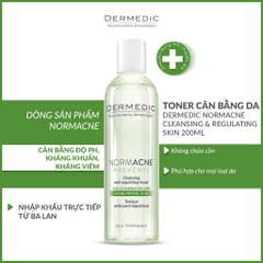 Toner da dầu mụn, làm dịu, se khít lỗ chân lông Dermedic Normacne Preventi Cleansing And Regulating Skin Toner 200ml