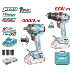 Bộ Combo Máy Khoan Búa & Máy Siết Buloong Không Chổi Than Dùng Pin 20V Total TCKLI20275