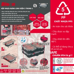 Hộp đựng linh kiện 3 trong 1 Bison chống nước chuẩn IP54, nhựa cao cấp chống chịu va đập, chống bụi, có thể liên kết