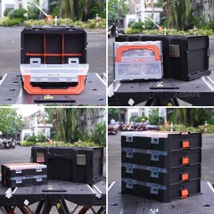Hộp đựng đồ nghề 3IN1 Bison kích thước 21inch, nhựa PP nguyên sinh chống va đập, 2 hộp nhỏ đựng linh kiện bên hông