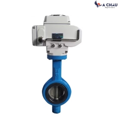 Van bướm điều khiển điện mặt bích tròn lót cao su đen