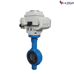 Van bướm điều khiển điện mặt bích tròn lót cao su đen