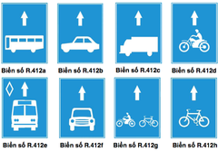 Biển số R.412 - Làn đường dành riêng cho từng loại xe